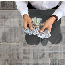 6W ft. x 10L ft. Clear Table w/ Adjustable Height | Transparent Casino Count Room Table - In use