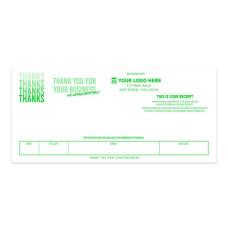 1-Color Business Teller Receipts - 6W x 2-3/4H, teller window envelopes, banking supplies 