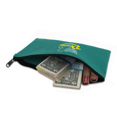 2-Color Imprinted - 14oz Canvas Zipper Bag 10-1/2W x 5-1/2H - Quick-Ship; The cash or coin shown is for illustration purposes only.