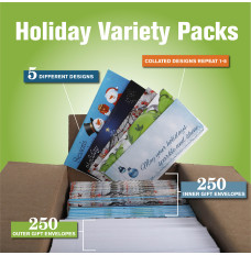 variety holiday packs - 5 different designs - collated designs repeat 1-5 - 250 inners/250 outers