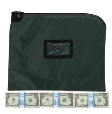 Custom 19W x 15H  HIPAA Locking Deposit Bag Shown With Money for size comparison 