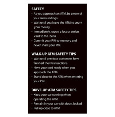 ATM Safety Tips Sign - 3-1/2W x 5-3/4H