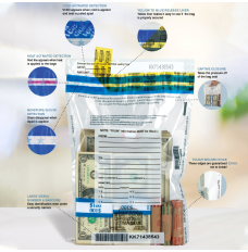 12W x 16H Ultima Blue® Clear Deposit Bags with External Pocket Info Graphic