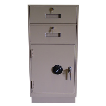 Fenco Silverline Teller Pedestal, (2) Drawers, (1) Cabinet with Combination Lock