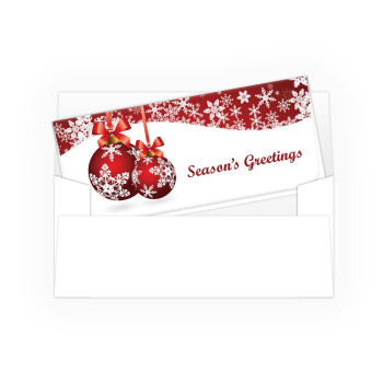 Holiday Currency Envelopes - Season's Greetings - Red & White Bulbs - 250 inners/250 outers
