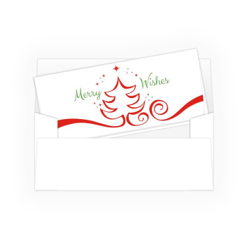 Holiday Currency Envelopes - Merry Wishes - Red Tree - 250 inners/250 outers