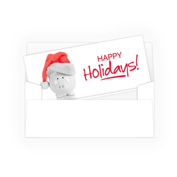 Holiday Currency Envelopes - Happy Holidays! Piggy Bank - 250 inners/250 outers