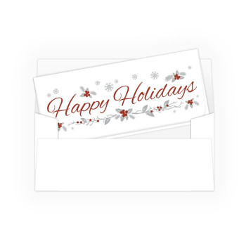 Holiday Currency Envelopes - Happy Holidays - Holly - 250 inners/250 outers
