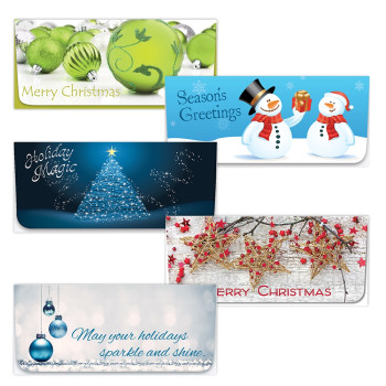 Holiday Season Currency Envelope 4-Color Design Variety Pack - 250 inners/250 outers