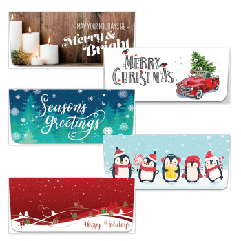 Merry Christmas Holiday Currency Envelope 4-Color Variety Pack - 250 inners/250 outers