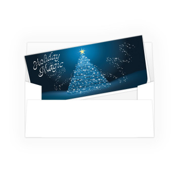 Holiday Currency Envelopes - Holiday Magic - Christmas Tree on Blue - 250 inners/250 outers