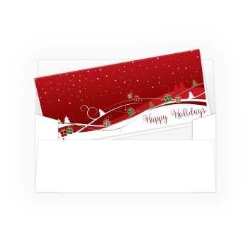 Holiday Currency Envelopes - Happy Holidays - Gifts & Trees - 250 inners/250 outers