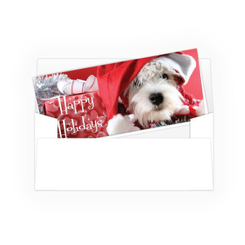 Holiday Currency Envelopes - Happy Holidays - Puppy Santa - 250 inners/250 outers