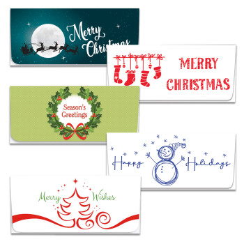 Merry Christmas Currency Gift Envelope - Holiday Variety Pack - 250 inners/250 outers