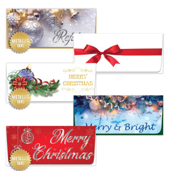 Metallic Ink Christmas Currency Envelope Variety Pack - 250 inners/250 outers