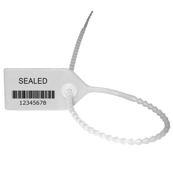 White Medium Duty Security Seal with Barcode - 8 inch Length