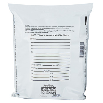 Ultima Value® White Captive Flap Deposit Bags - 9W x 12H - Case of 1000