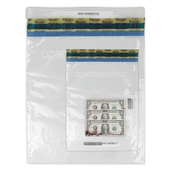Tamper Evident Contaminated Currency Deposit Bags - Combo Pack 10W x 14H and 15W x 20H