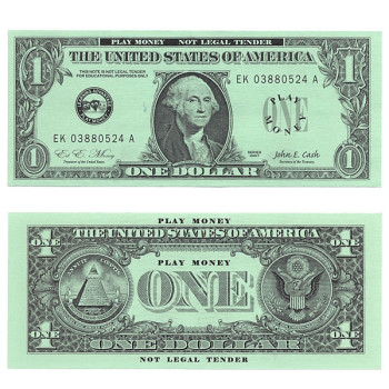 Play Money - Realistic One Dollar Bills - 100/pk