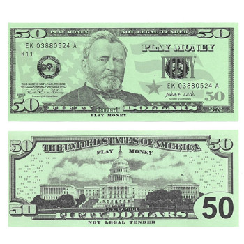 Play Money - Realistic Fifty Dollar Bills - 50/pk