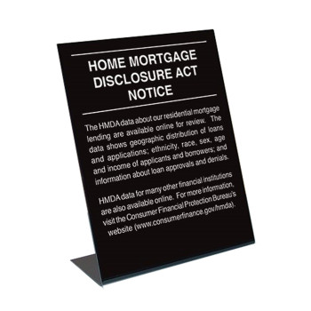 Home Mortgage Disclosure | Polished Black Easel Style Sign 11W x 14H | Ready-to-Ship