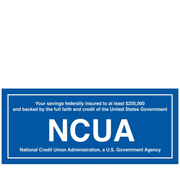 NCUA $250000 Outside Decal - Blue w/ White Text