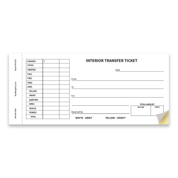 Interior Transfer Ticket 2-part Carbonless Form - Pack of 100