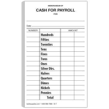 Cash for Payroll Form