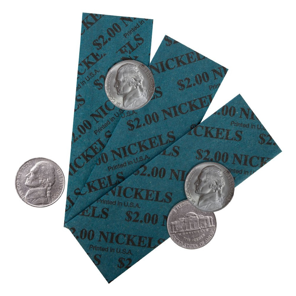 nickel wrappers,  flat coin wrappers, coin wrapping paper
