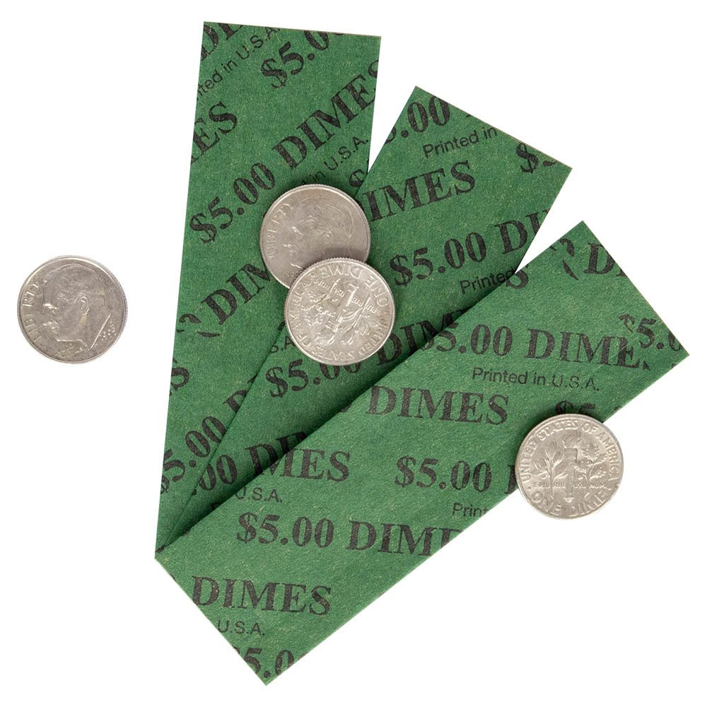 Flat Dime Coin Wrappers, coin rolls 