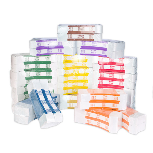 Bulk Self-Sealing Bill Straps, banking supplies, currency straps, banking supplies  
