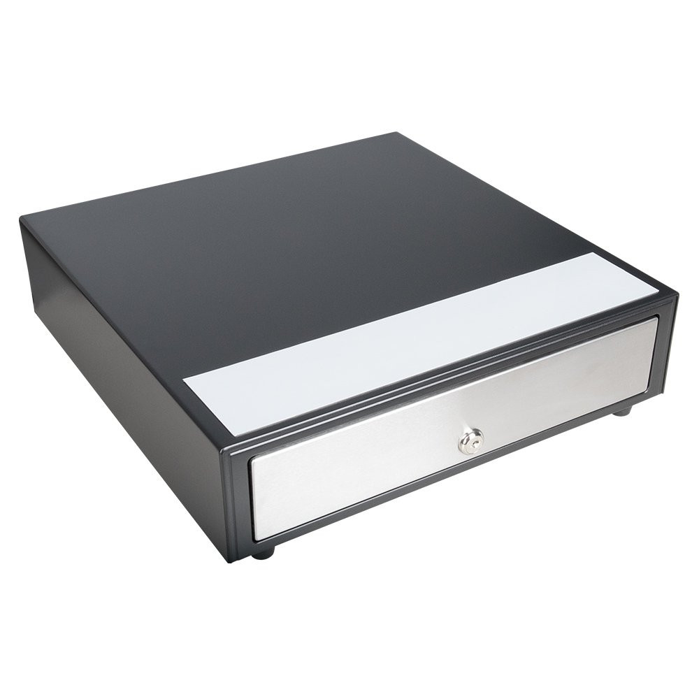 Angled view of STEELMASTER® Manual Cash Drawer with Push to Open Front Drawer