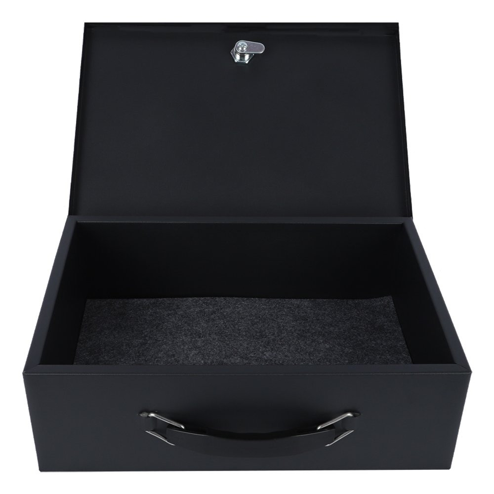 STEELMASTER® Fire Resistant Steel Lock Box with Key Lock - Black front view open