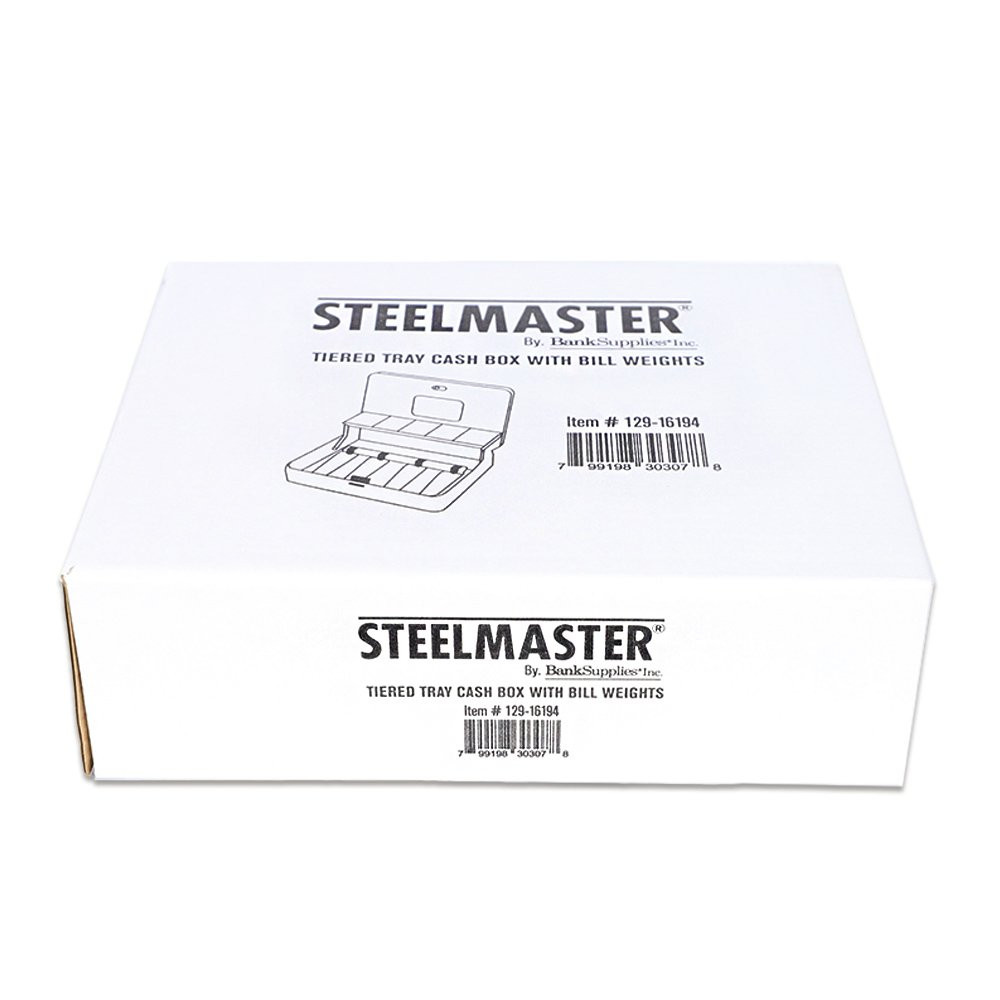 STEELMASTER® Tiered Cantilever Cash Box with Bill Weights and Key Lock - 11-13/16W x 9-7/16D in box