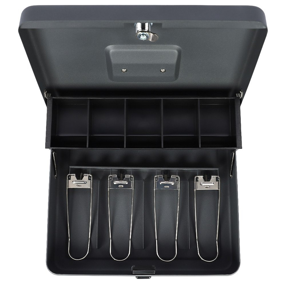 STEELMASTER® Tiered Cantilever Cash Box with Bill Weights and Key Lock - 11-13/16W x 9-7/16D open 2