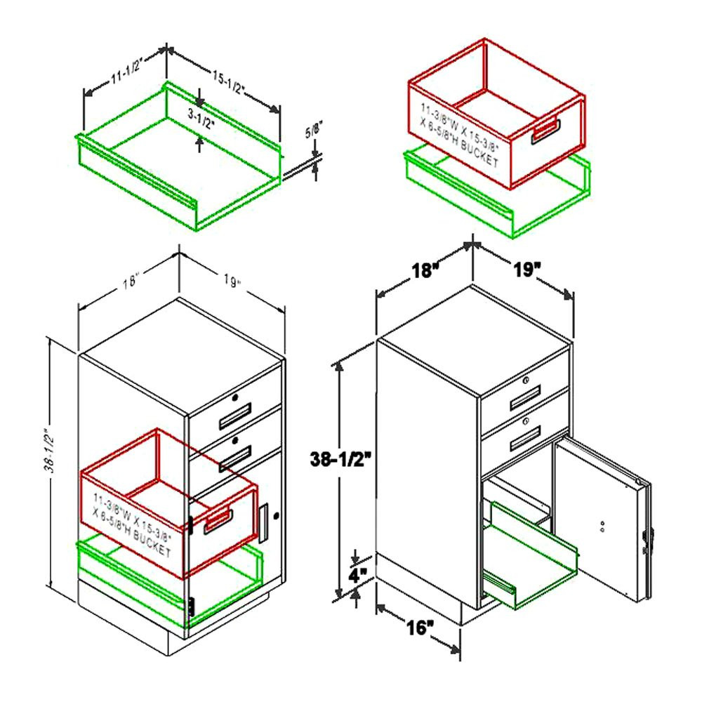 Fenco Pedestal with Limited Access Money Drop-Dimensions