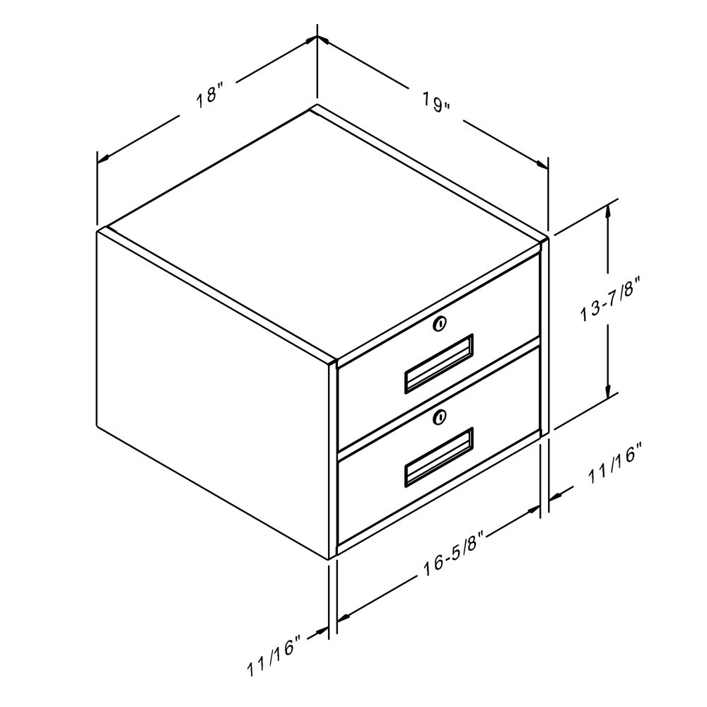 Fenco 2-Drawer Under-Counter-Mount Cash Drawer w/Brackets - 18W x 13-7/8H x 19D