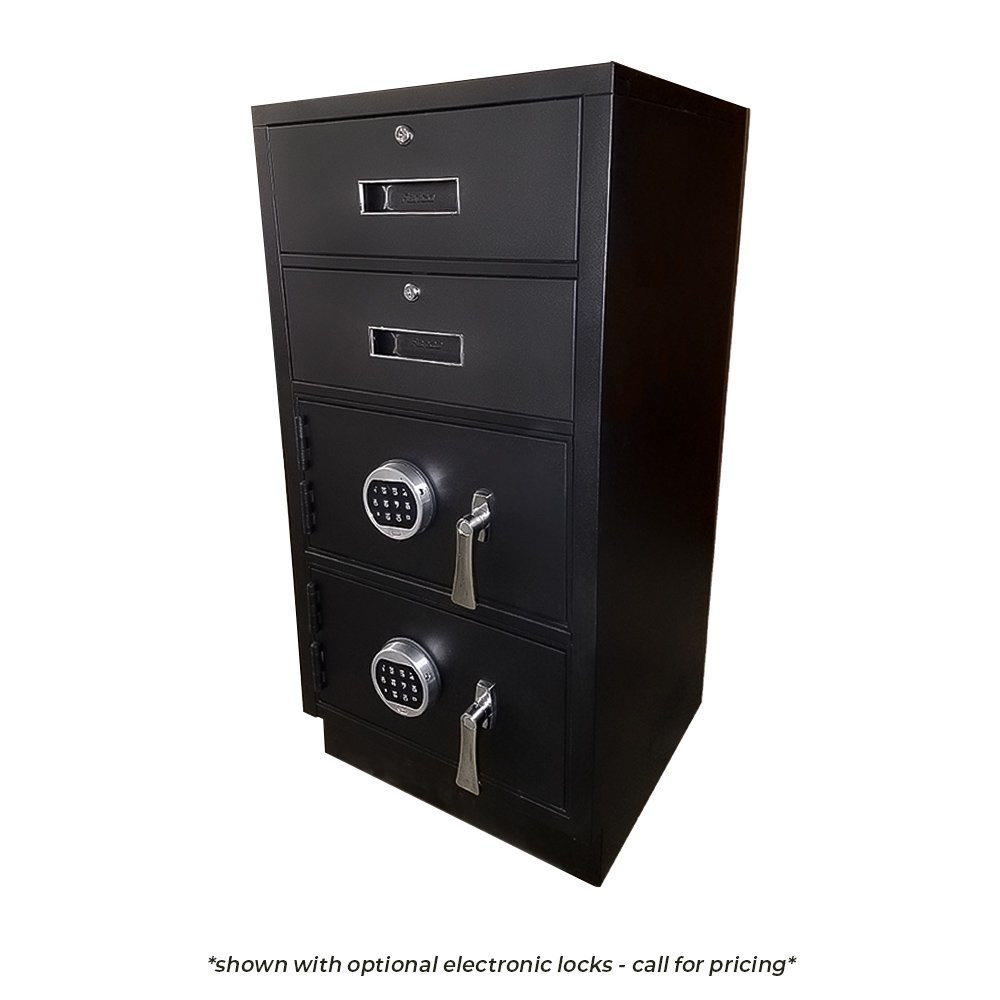 Fenco Silverline Pedestal shown with key locking L-handles and mechanical combinations