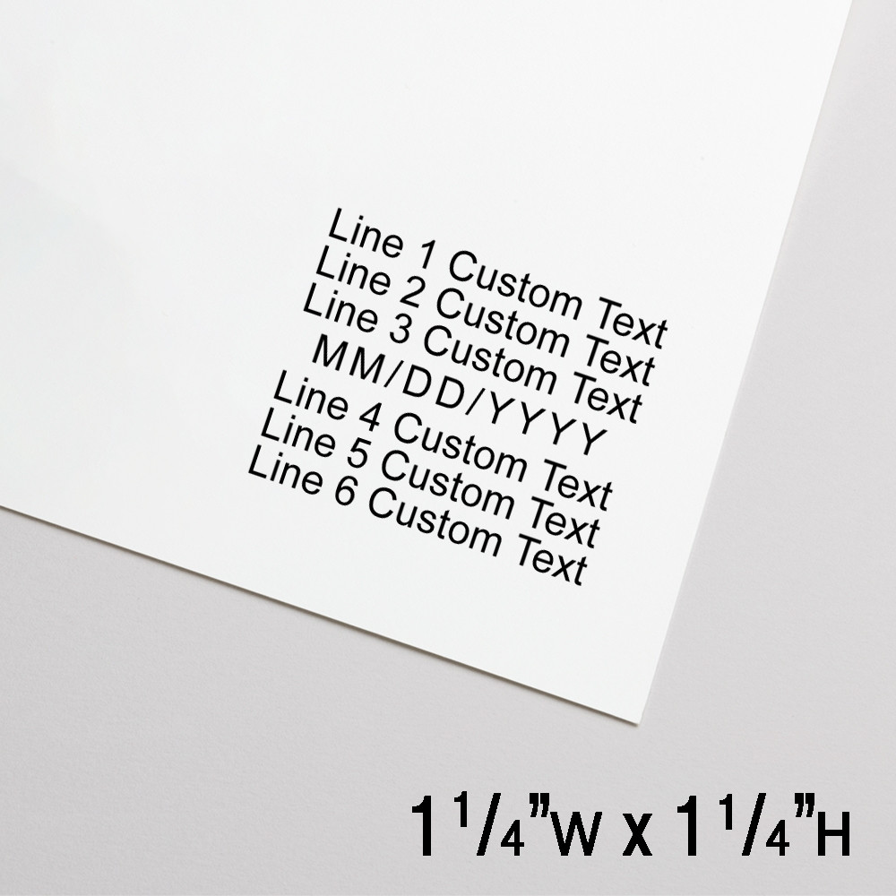 1.25 inches wide - 1.25 inches tall imprint