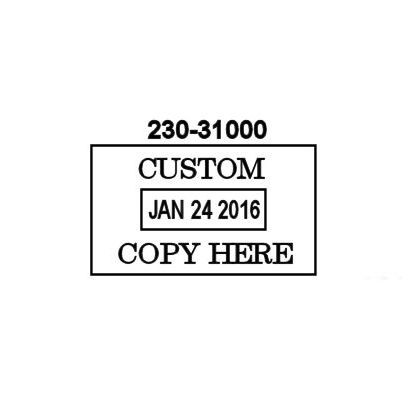 Custom imprint with 1 line of text above and below date