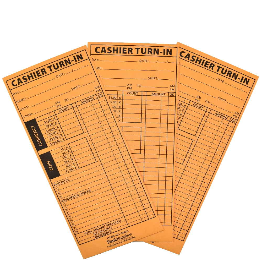 Cashier Turn-In Envelope - 4-1/2W x 10-3/8H 