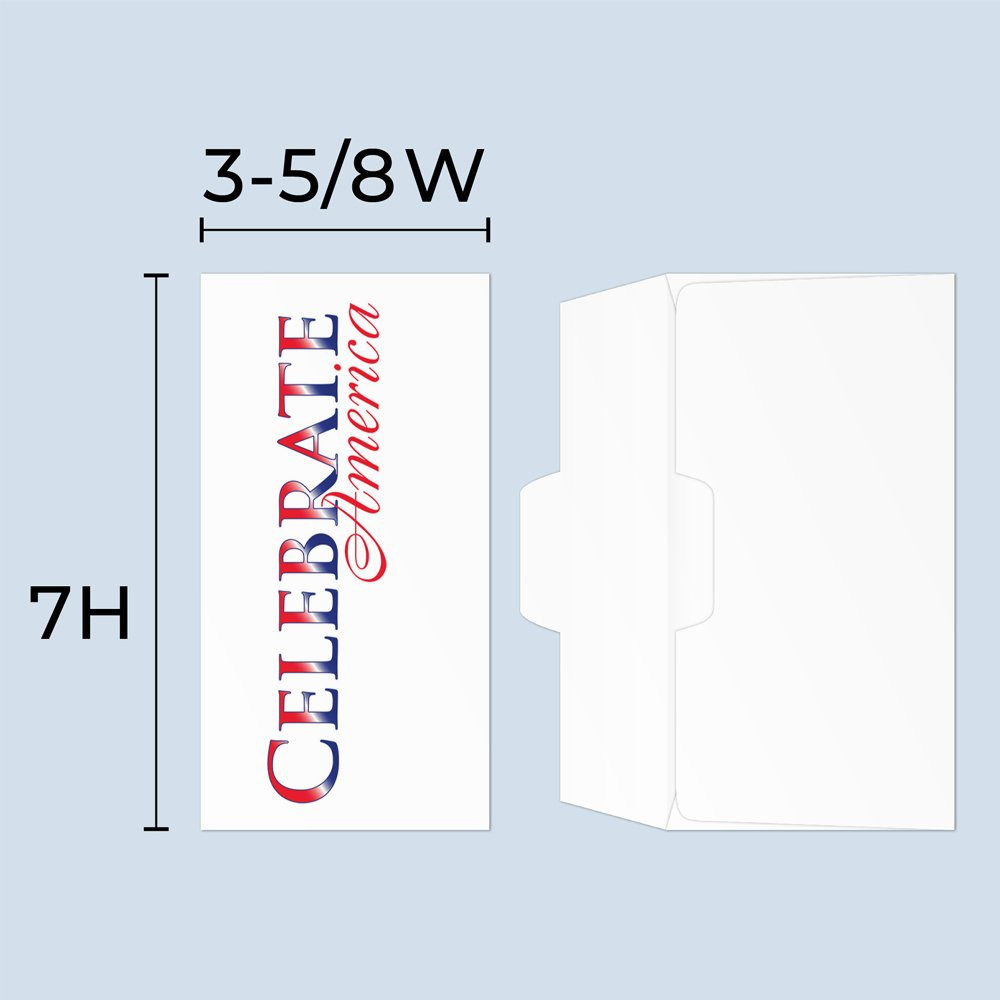 Drive up envelope size chart: 3-5/8 inch wide and 7 inch high; open side cash envelope