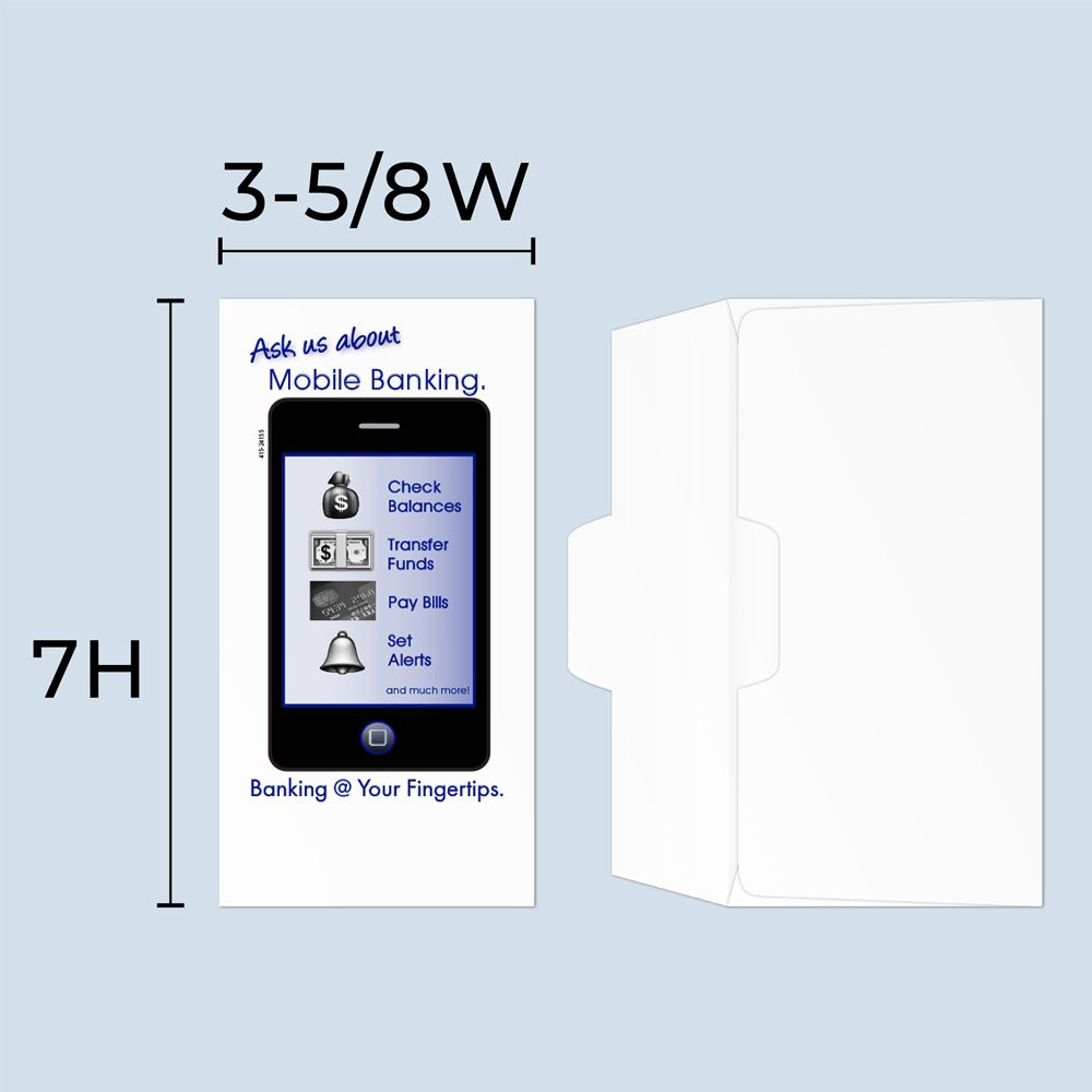 Drive up envelope size chart: 3-5/8 inch wide and 7 inch high; open side cash envelope