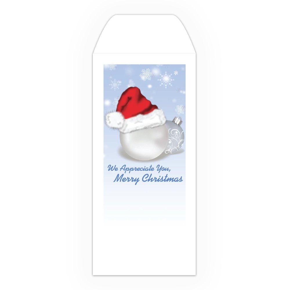 Holiday Drive Up Envelope - Merry Christmas - Santa Hat - Open End