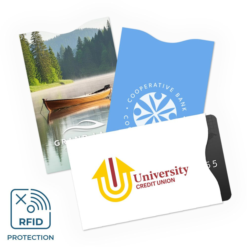 ArmorShield® RFID Card Sleeves - Box of 500 - 1 color, 2-color, and full color imprint shown 