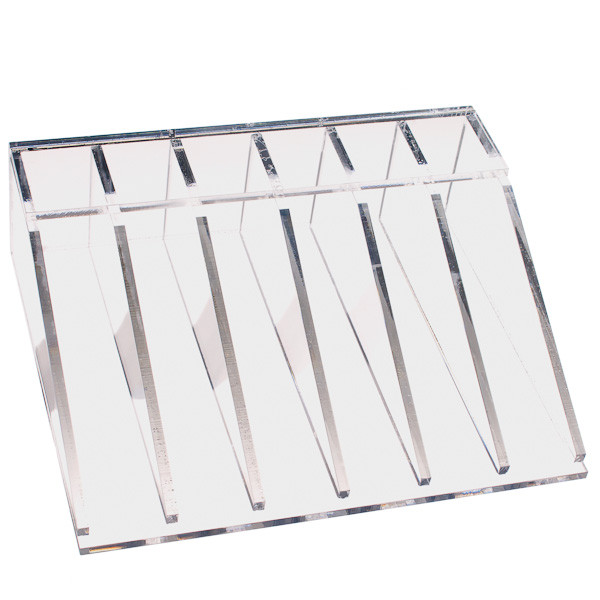 Clear Acrylic Bill Strap Rack Organizer - 6 Compartments & Angled Dividers - Empty 
