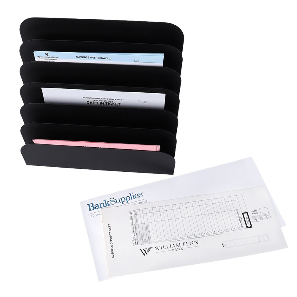 SteelMaster™ Cashier Pad Rack - 6 Slot File & Desk Organizer with paper