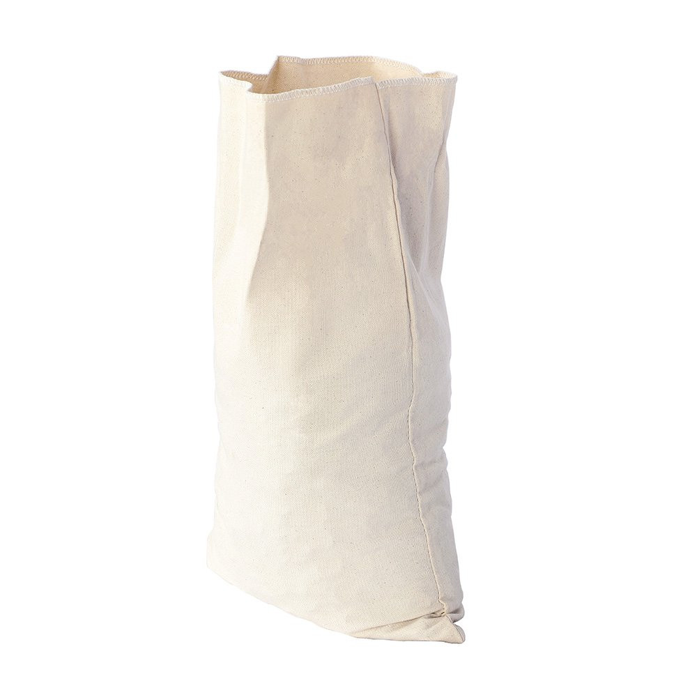 Cotton Canvas coin Bags - 9W x 17-1/2H; side view of 1 standing with coin in the fabric coin bag