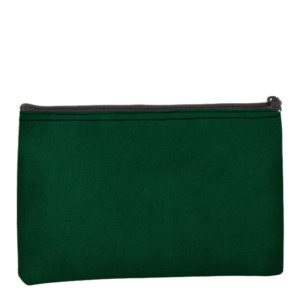 Plain Forest Green Zipper Bag - 12W x 8H - 14 oz Canvas