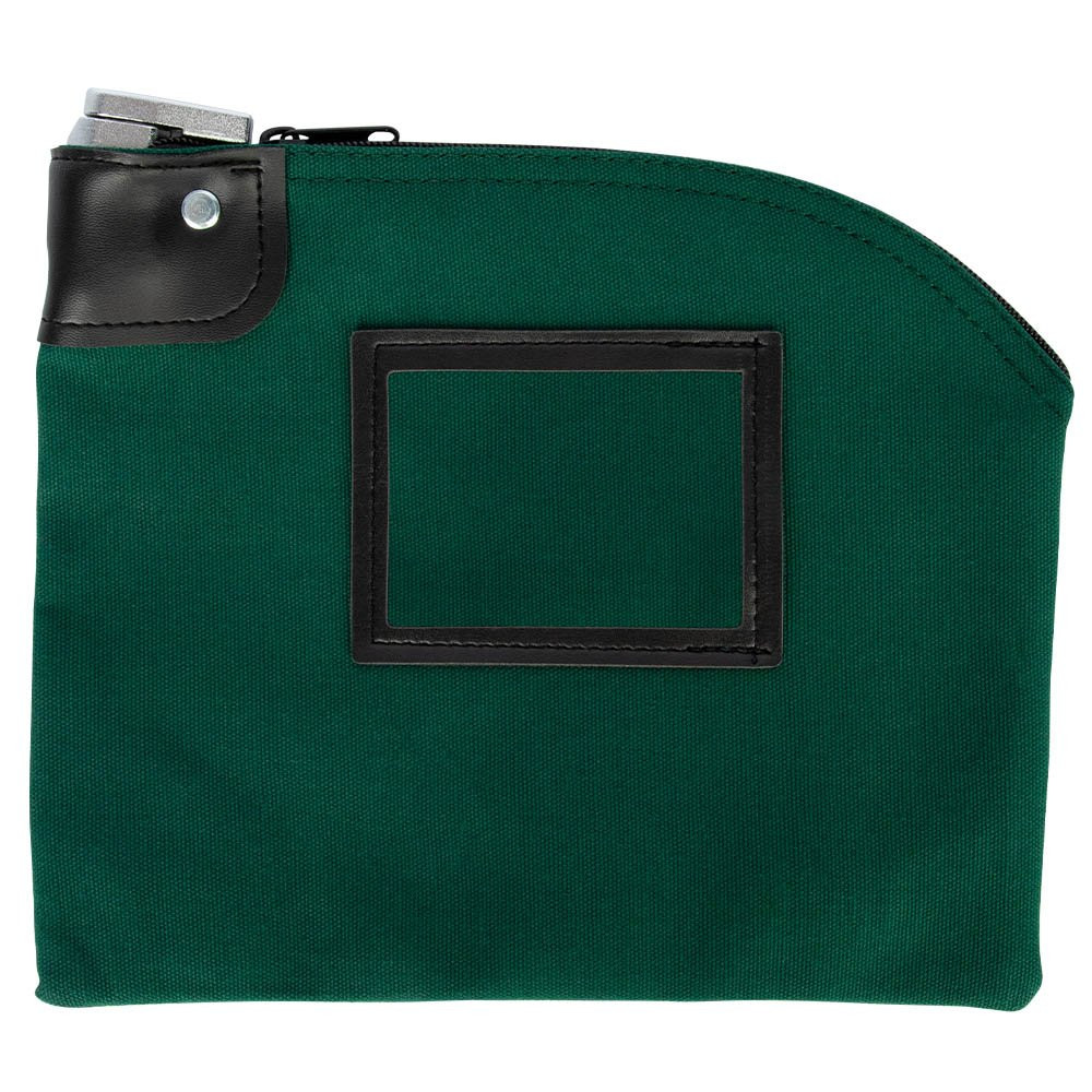 10W x 8H, 14 oz Forest Green Locking Cotton Canvas Deposit Bag 